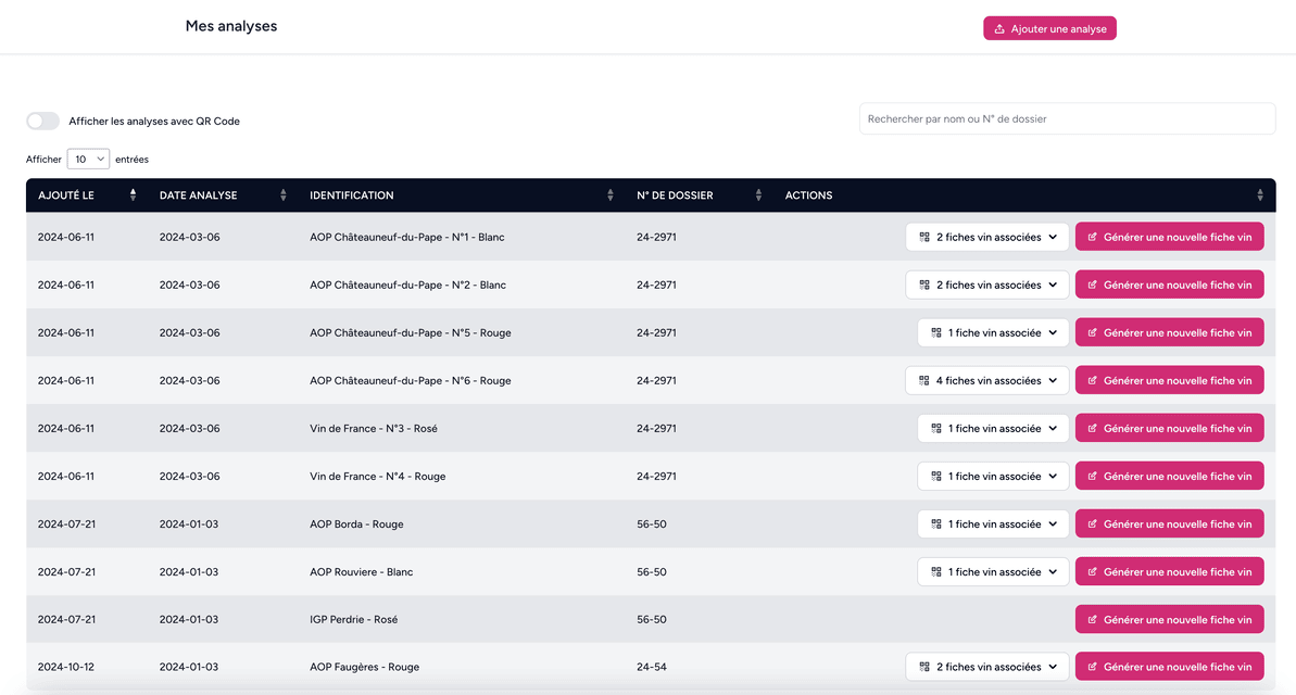 GrapeTrack analysis interface